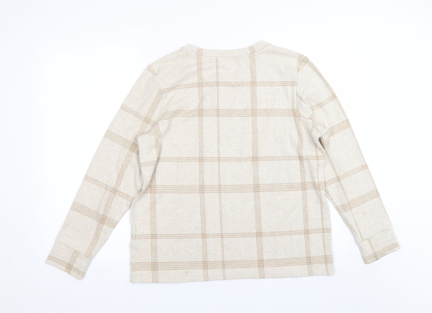 M&S Womens Beige Check  Pullover Jumper Size 14