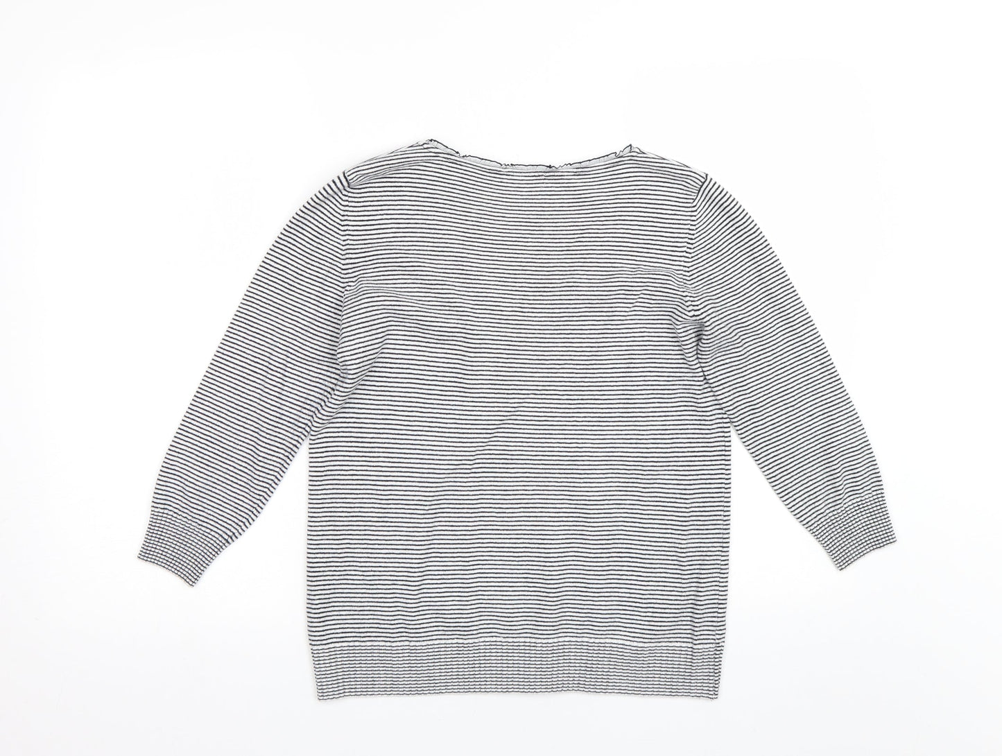 Bonmarché Womens White Striped  Pullover Jumper Size 12