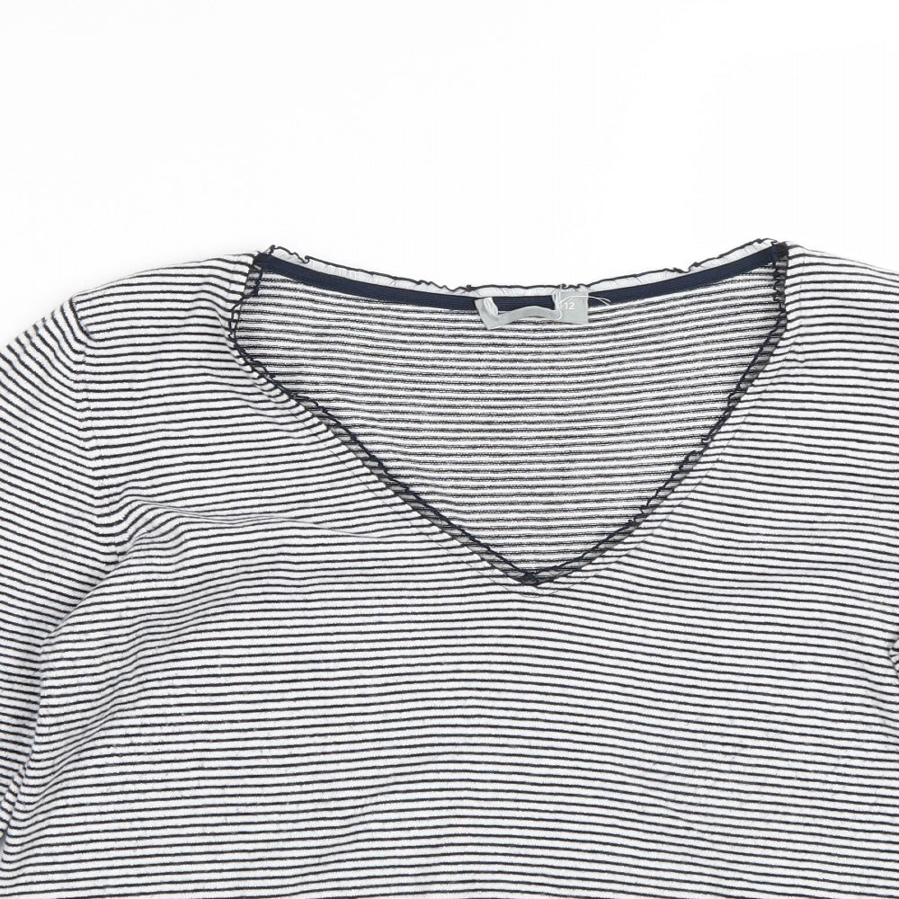 Bonmarché Womens White Striped  Pullover Jumper Size 12