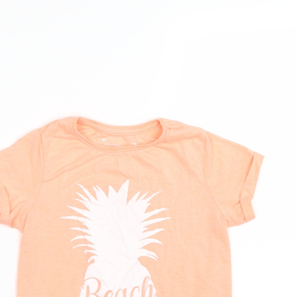 Primark Girls Orange   Basic T-Shirt Size 7-8 Years  - PINEAPPLE