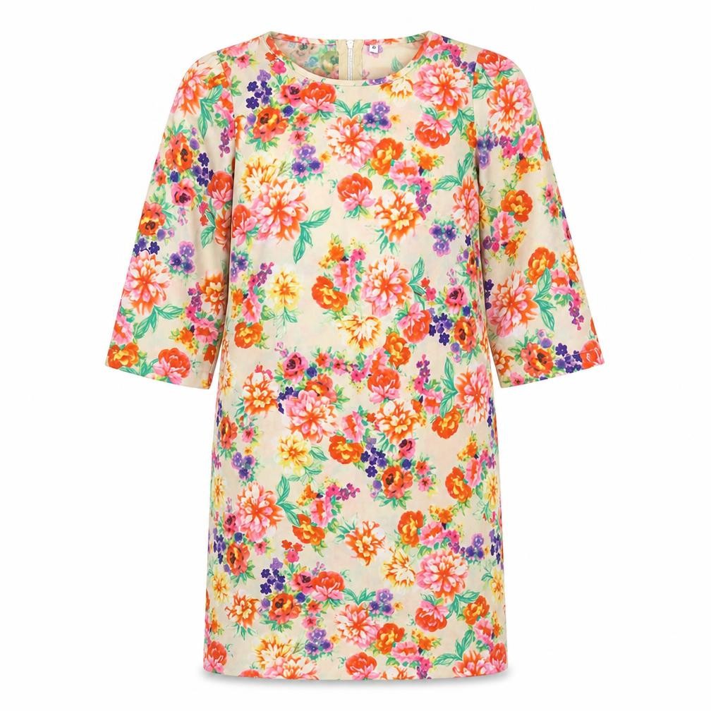 Preworn Womens Beige Floral  T-Shirt Dress  Size M