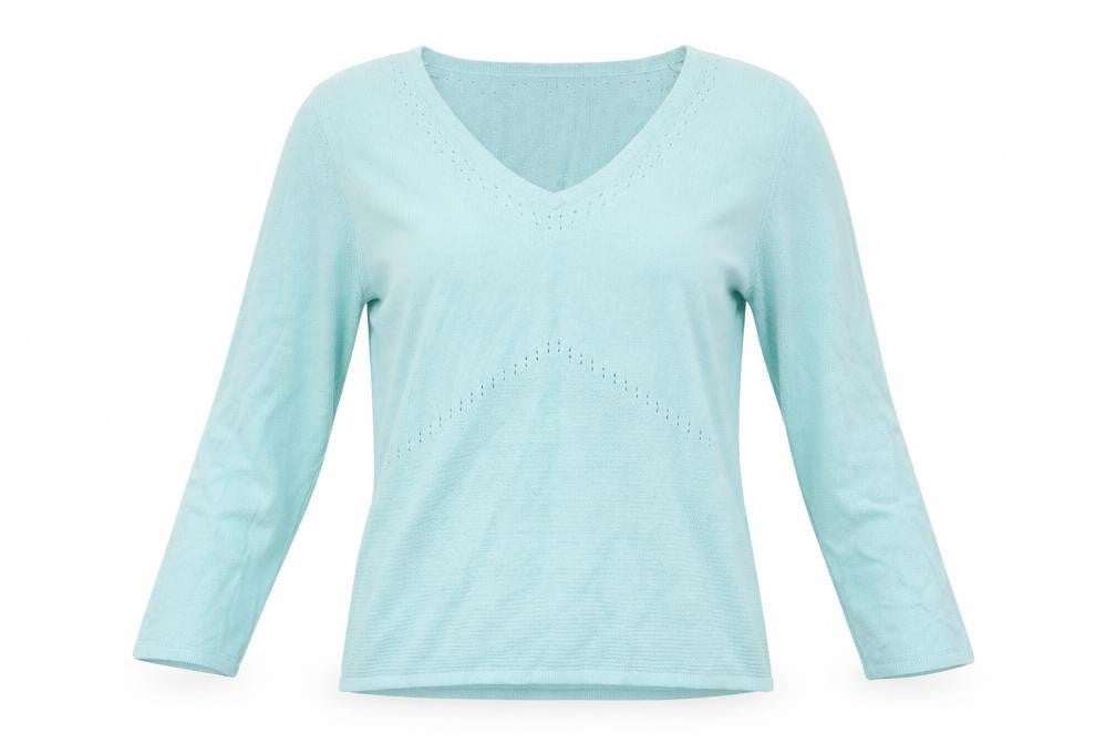 Front view of ALEX &CO women’s blue basic t-shirt, size UK 8