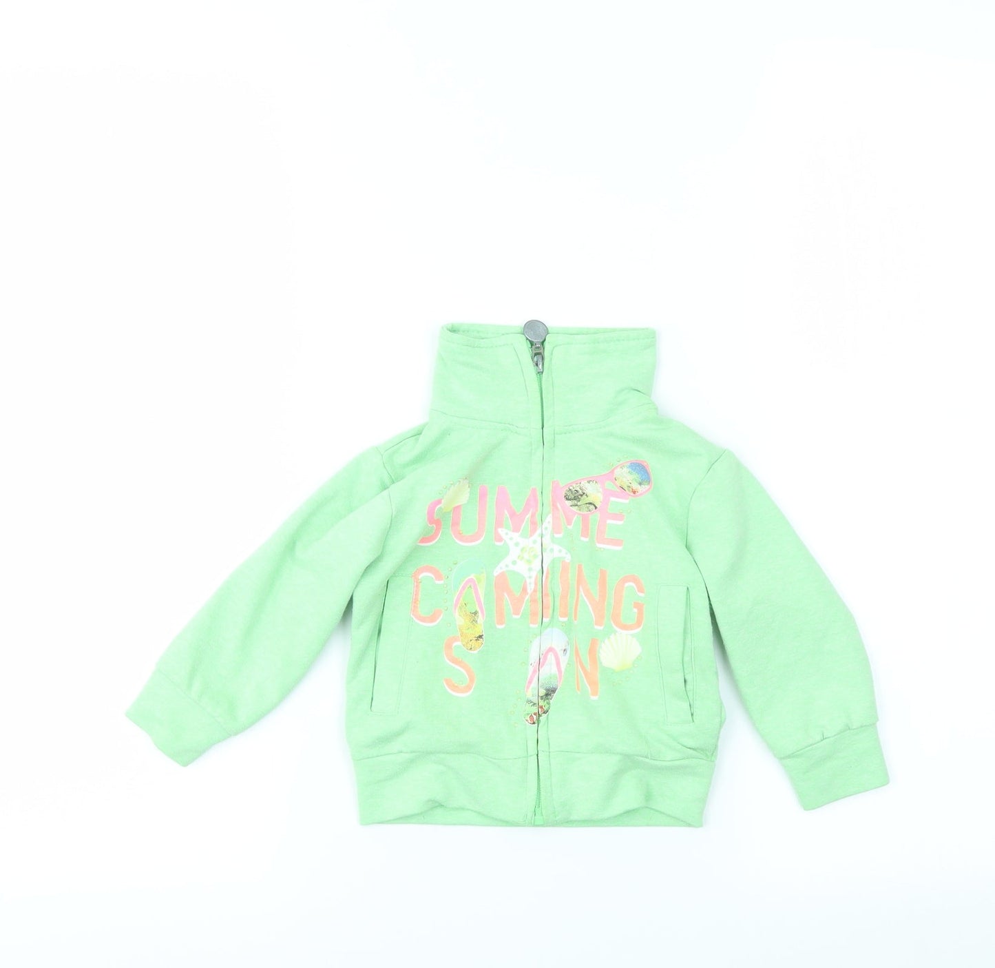 YES  I DO Girls Green   Full Zip Jumper Size 12-18 Months