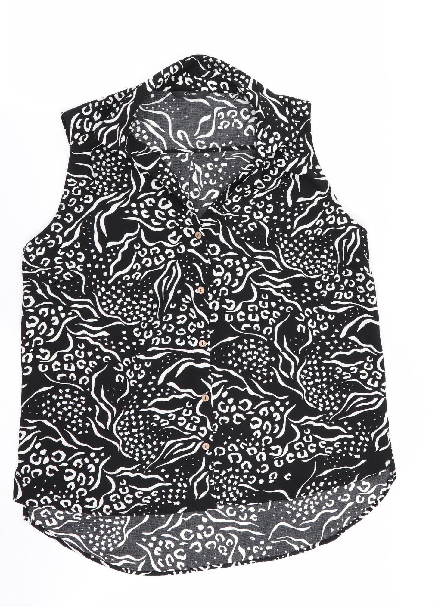 Asda George Womens Black Geometric  Basic Blouse Size 16
