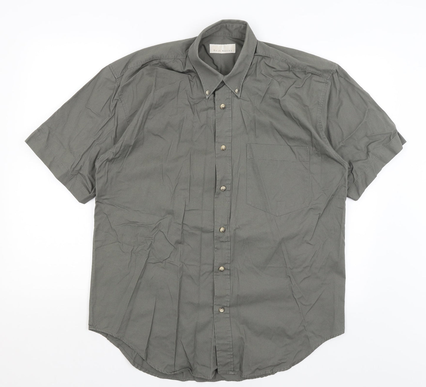 Best Basics Mens Green    Button-Up Size M