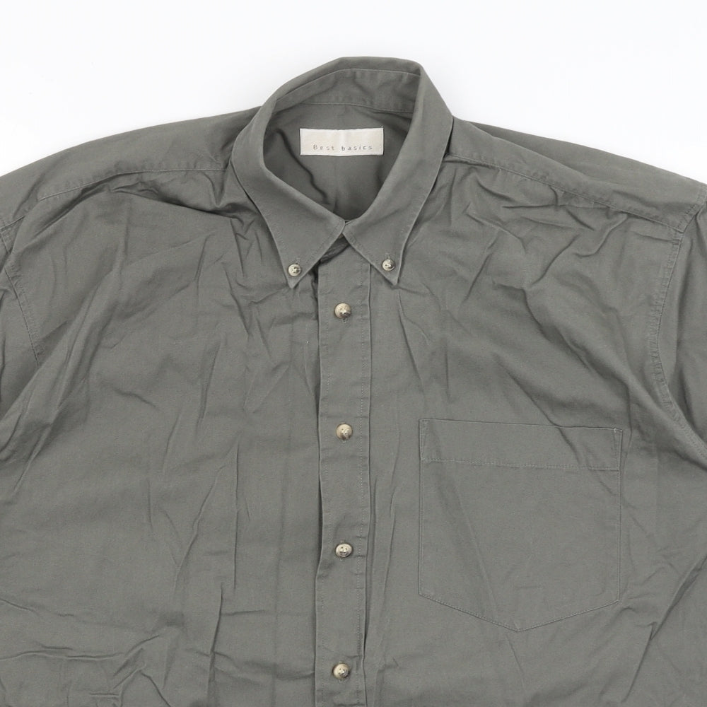 Best Basics Mens Green    Button-Up Size M