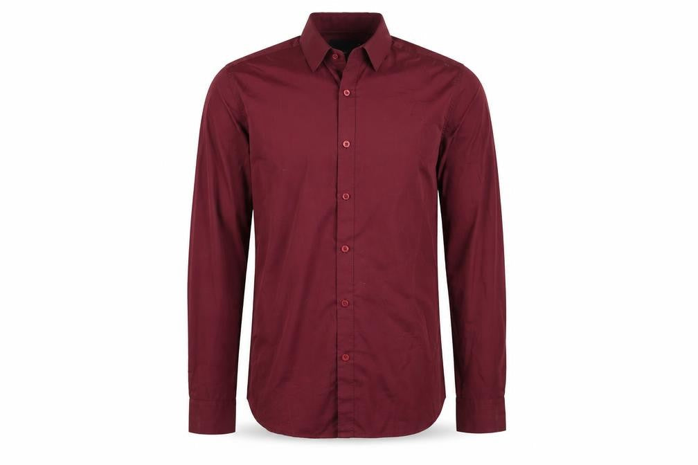 Front view of ASOS men’s purple button-up, size S