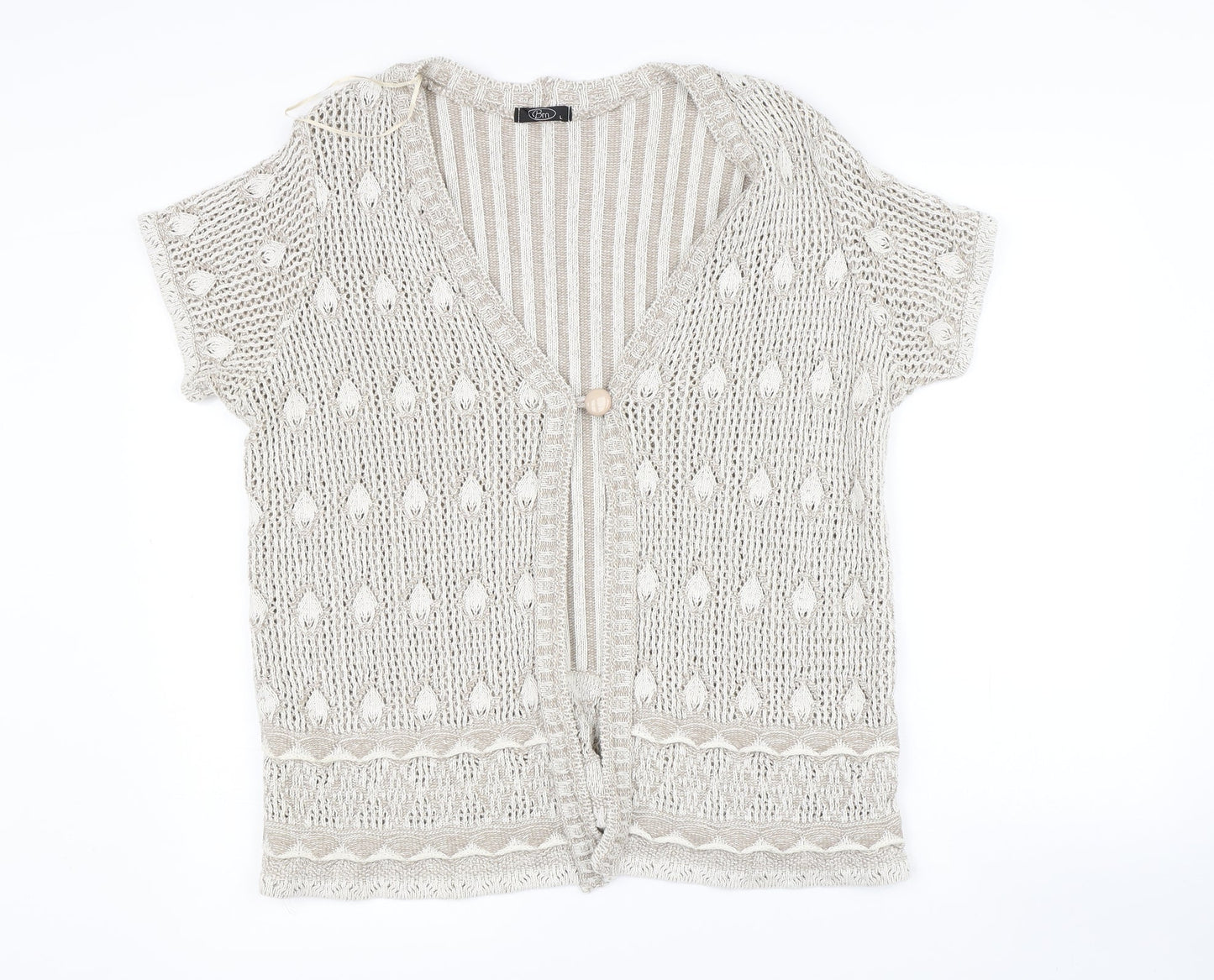 BM Womens Beige   Cardigan Jumper Size L