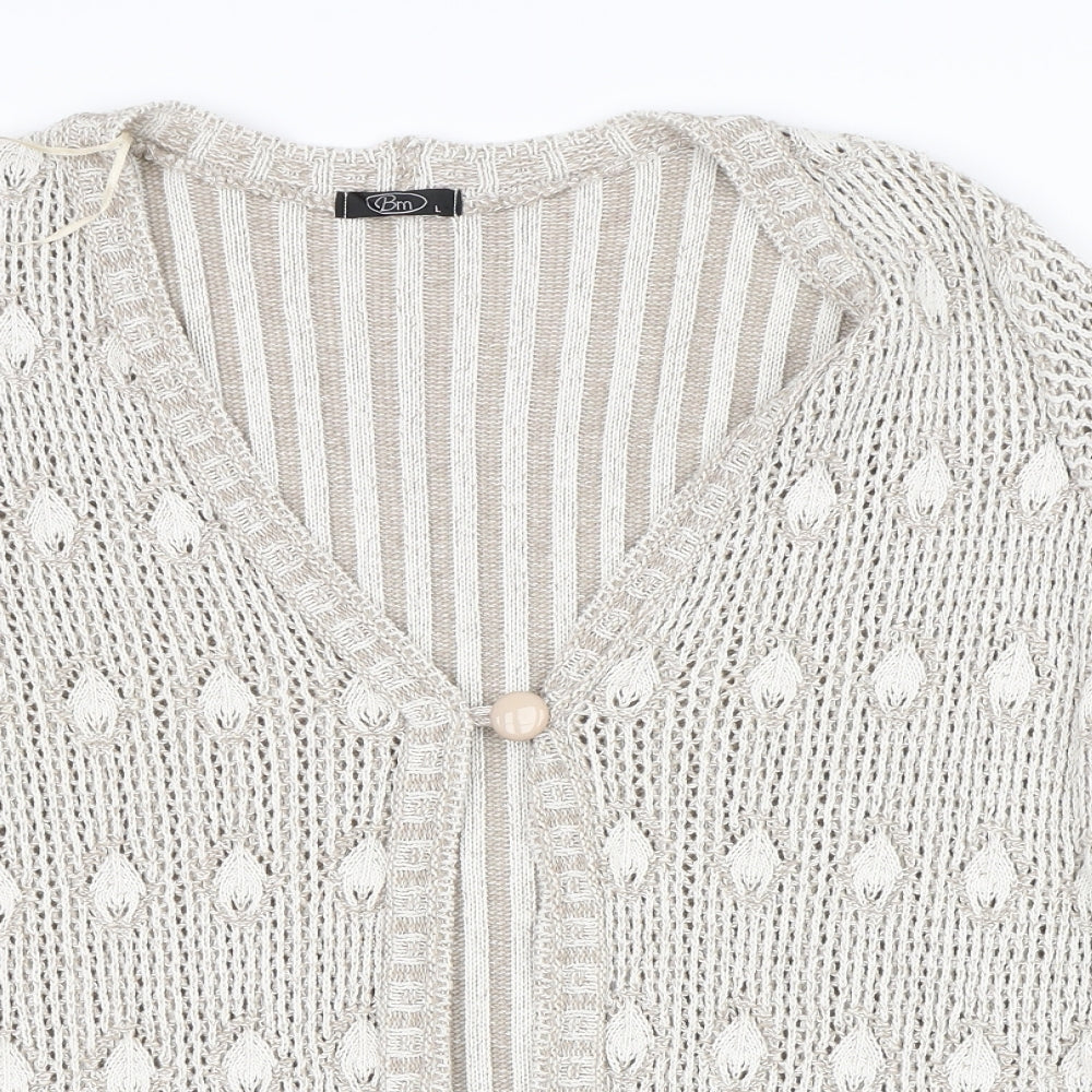 BM Womens Beige   Cardigan Jumper Size L