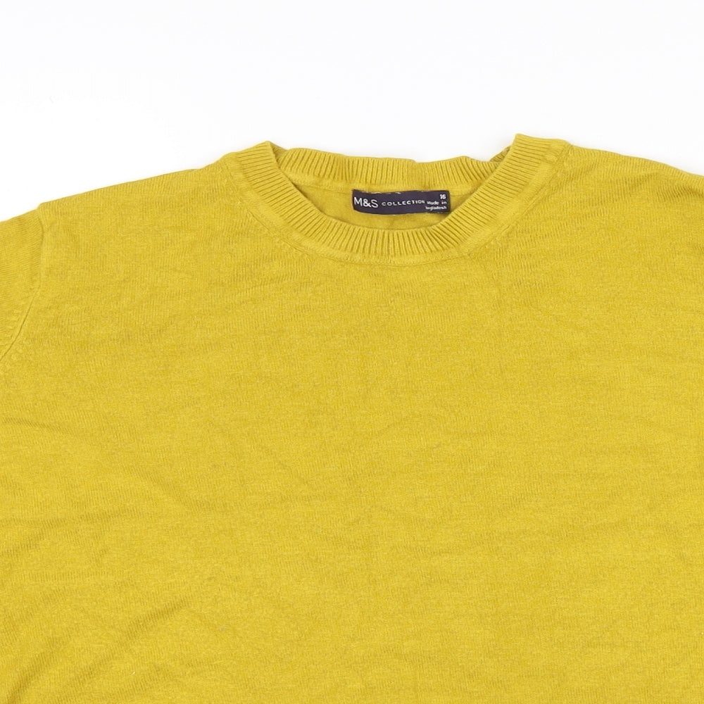 Marks and Spencer Womens Yellow   Pullover Jumper Size 16
