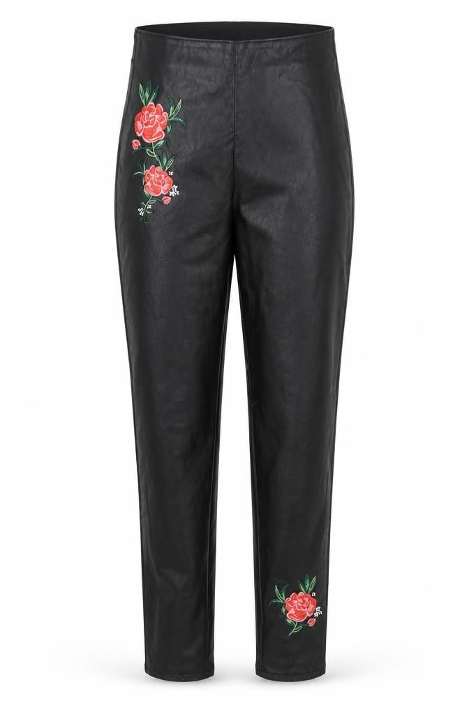H&M Womens Black Floral  Carrot Trousers Size 8 L28 in