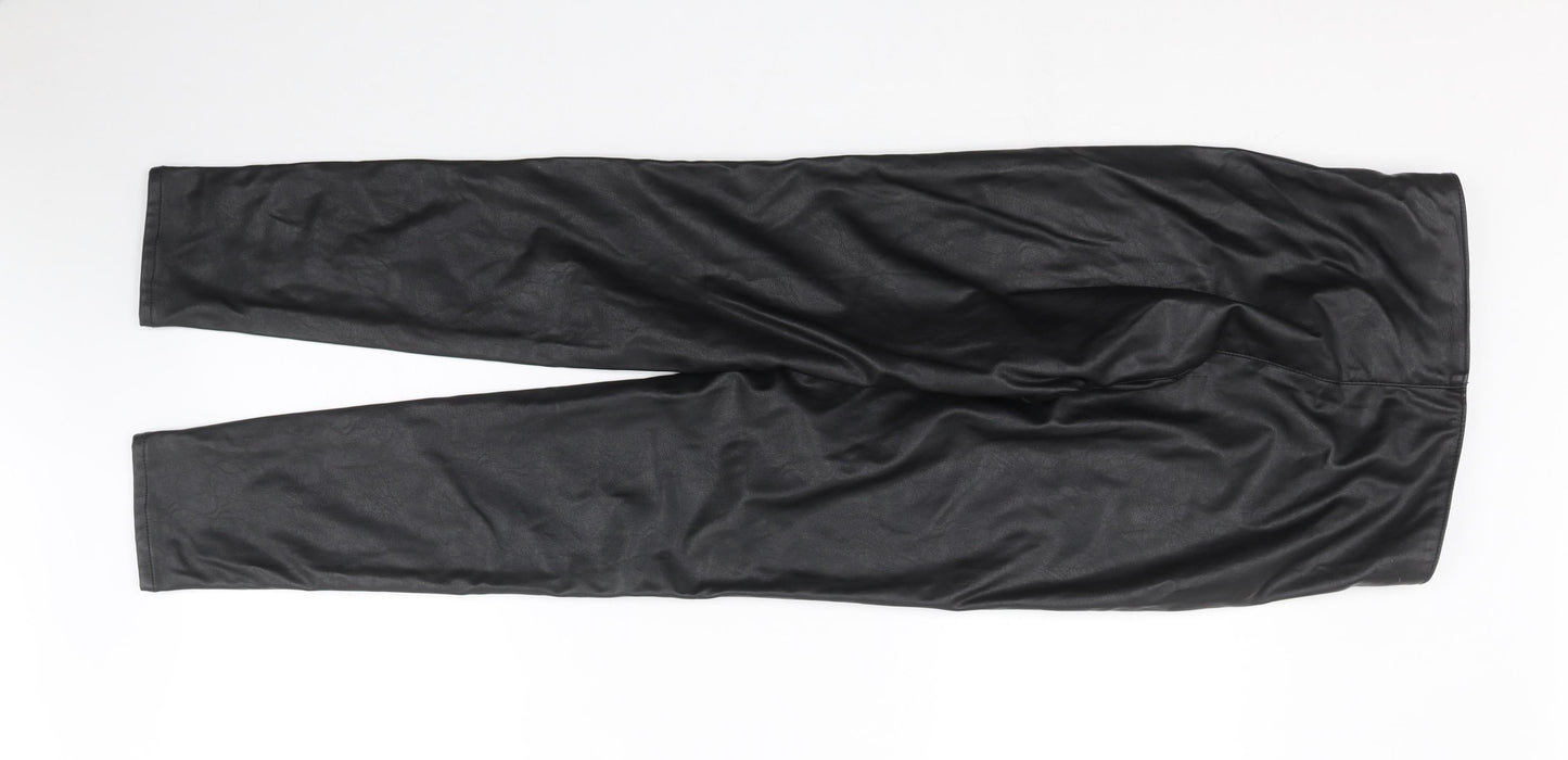 H&M Womens Black Floral  Carrot Trousers Size 8 L28 in