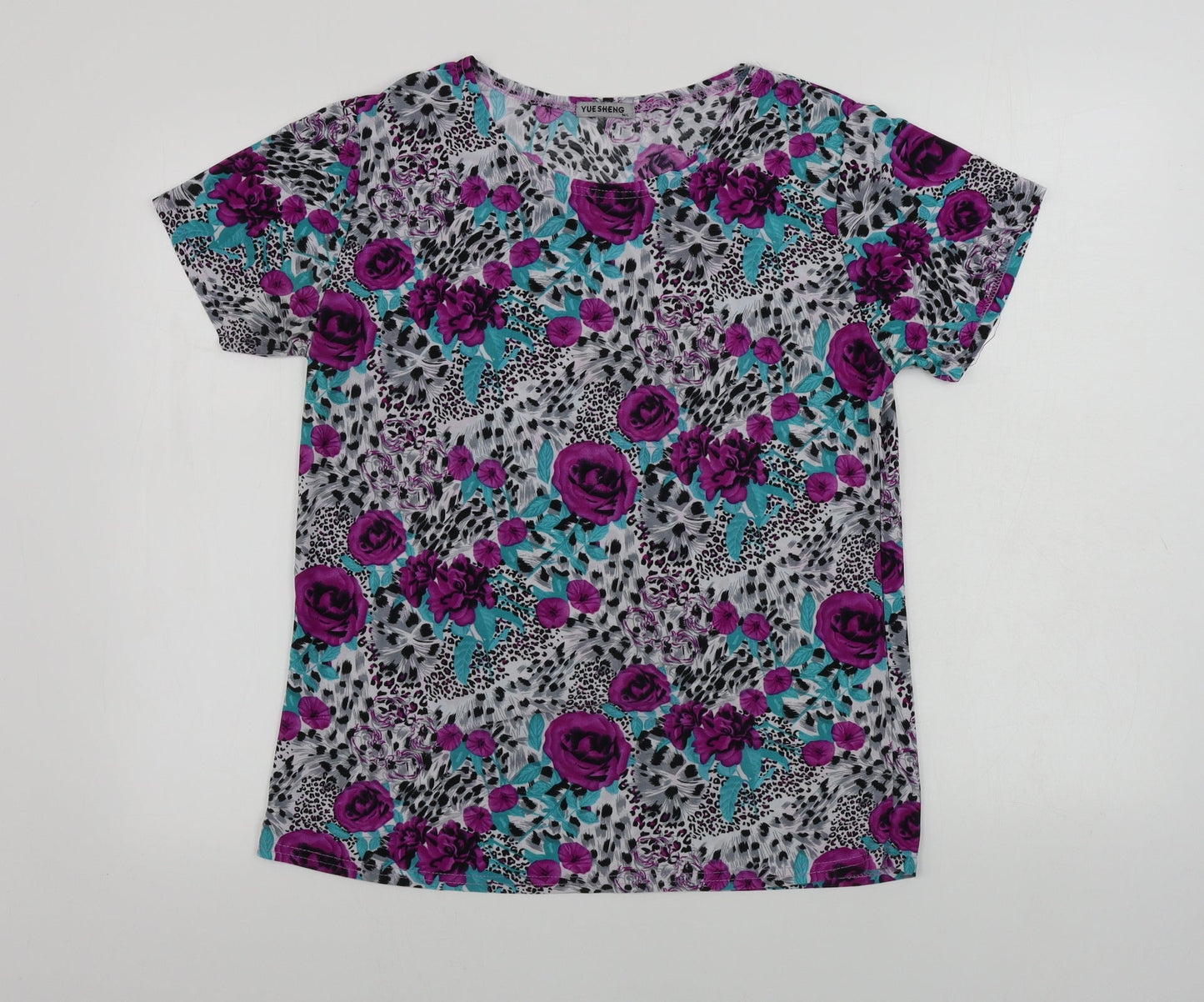Yuengling  Womens Grey Floral  Basic T-Shirt Size M