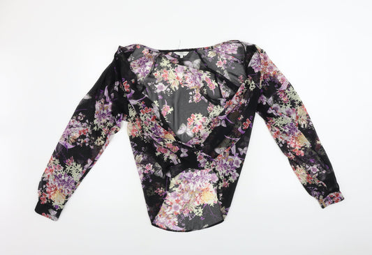 New Look Womens Black Floral  Basic Blouse Size 8