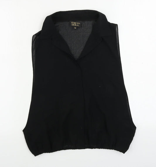 Tokyo Doll  Womens Black   Basic Button-Up Size 12