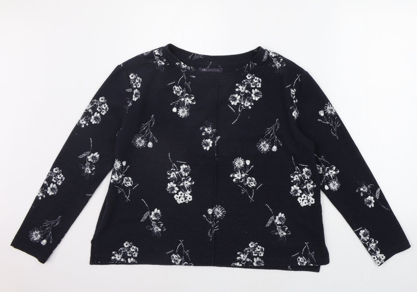 Marks and Spencer Womens Blue Floral  Pullover Jumper Size 14