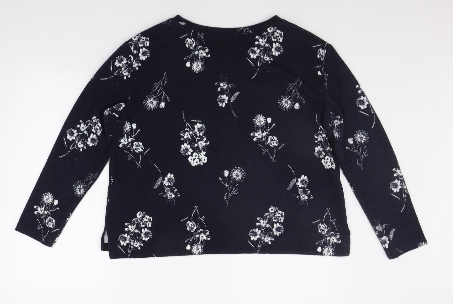 Marks and Spencer Womens Blue Floral  Pullover Jumper Size 14