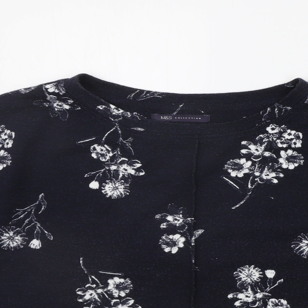 Marks and Spencer Womens Blue Floral  Pullover Jumper Size 14