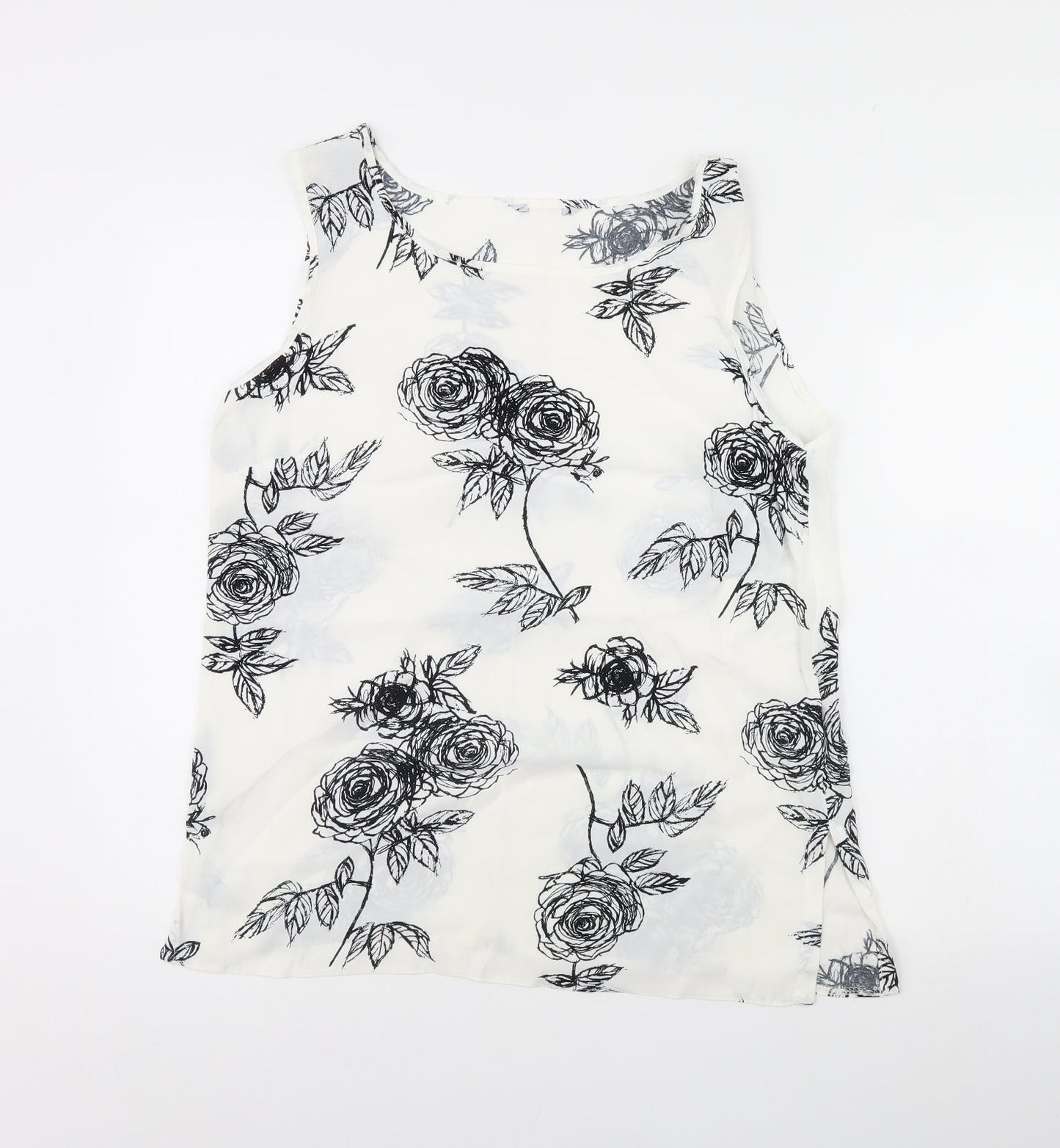 Preworn Womens White Floral  Basic Tank Size 12