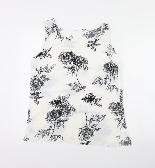 Preworn Womens White Floral  Basic Tank Size 12