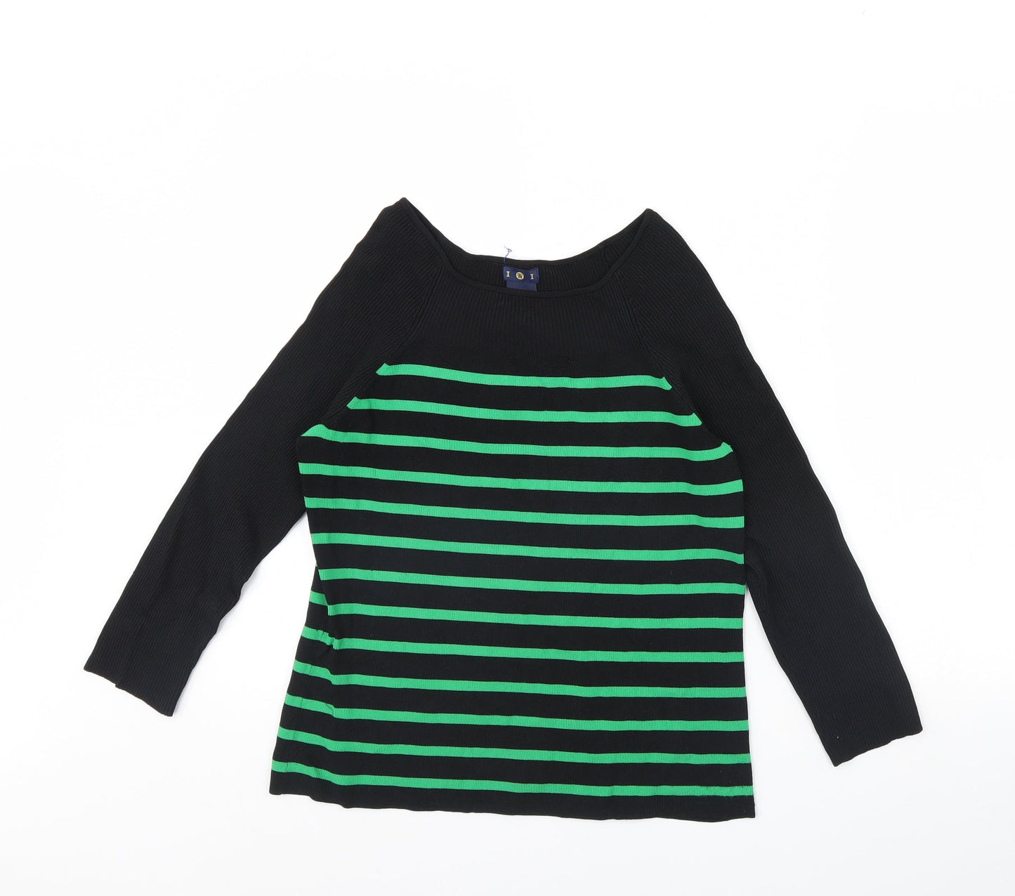 IWI Womens Black Striped  Pullover Jumper Size L