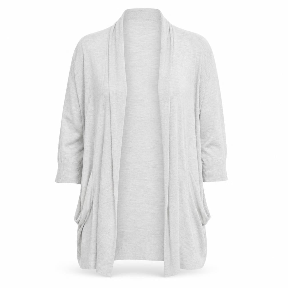Front view of Atmosphere women’s grey cardigan jumper, size UK 10