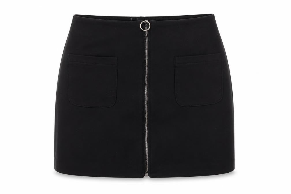 Front view of Red Herring women’s black a-line skirt, size UK 12