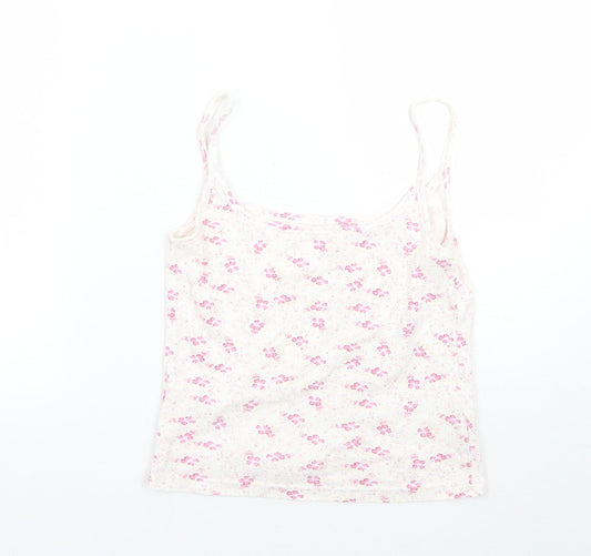 Dunnes Stores Womens White Floral  Basic Tank Size 10