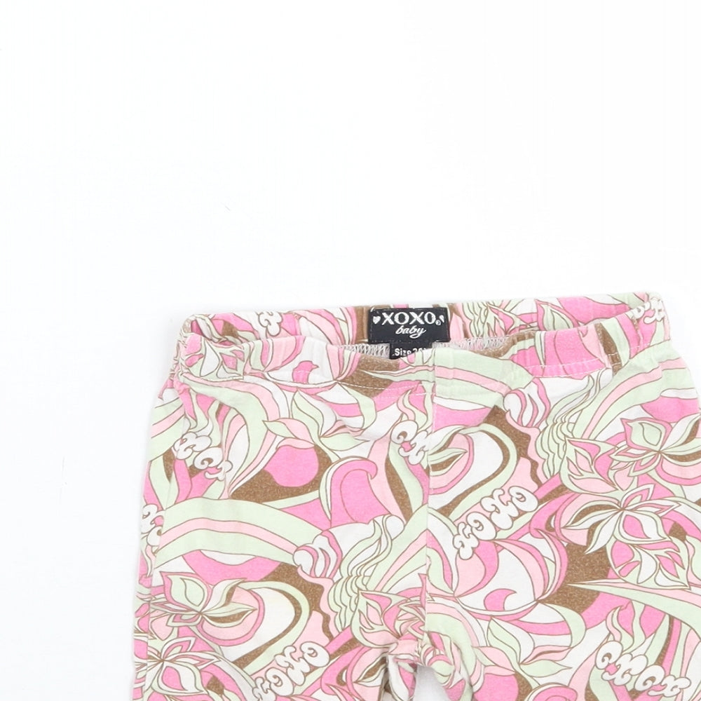 Xoxo  Girls Pink Floral  Cropped Leggings Size 24 Months