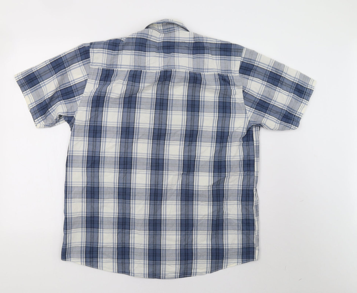 Easy Mens Blue Herringbone   Button-Up Size L