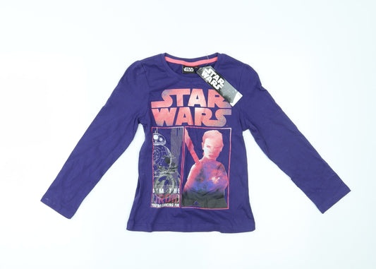 Star Wars Girls Purple   Top Pyjama Top Size 8 Years  - Star wars