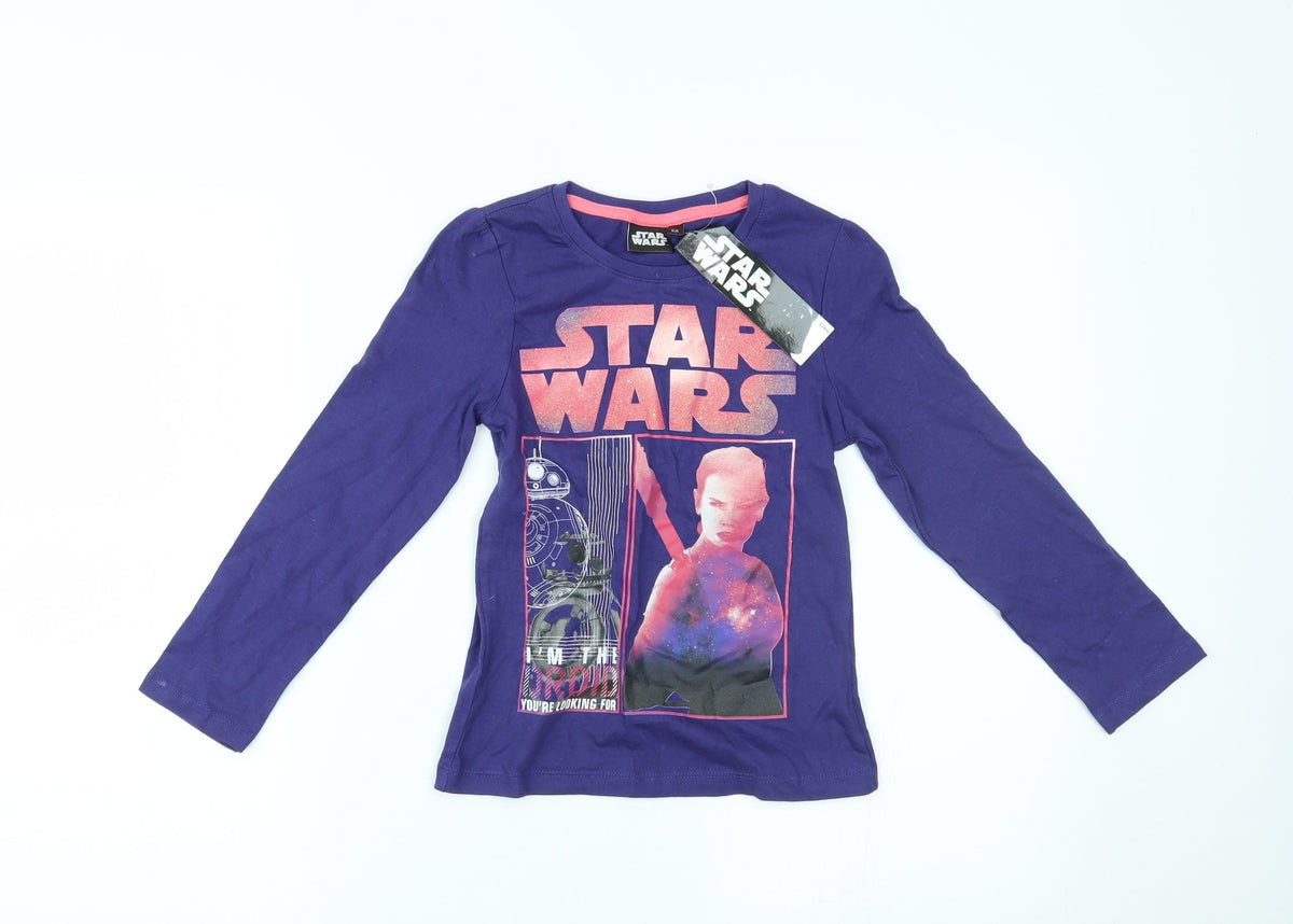 Star Wars Girls Purple   Top Pyjama Top Size 8 Years  - Star wars