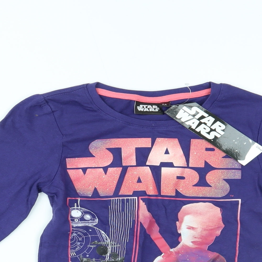 Star Wars Girls Purple   Top Pyjama Top Size 8 Years  - Star wars
