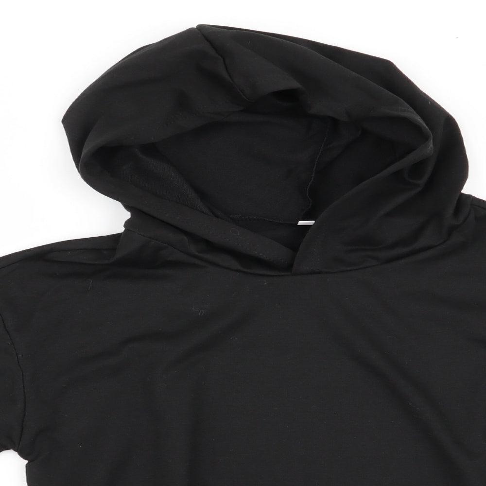 Preworn Girls Black   Pullover Hoodie Size 8 Years