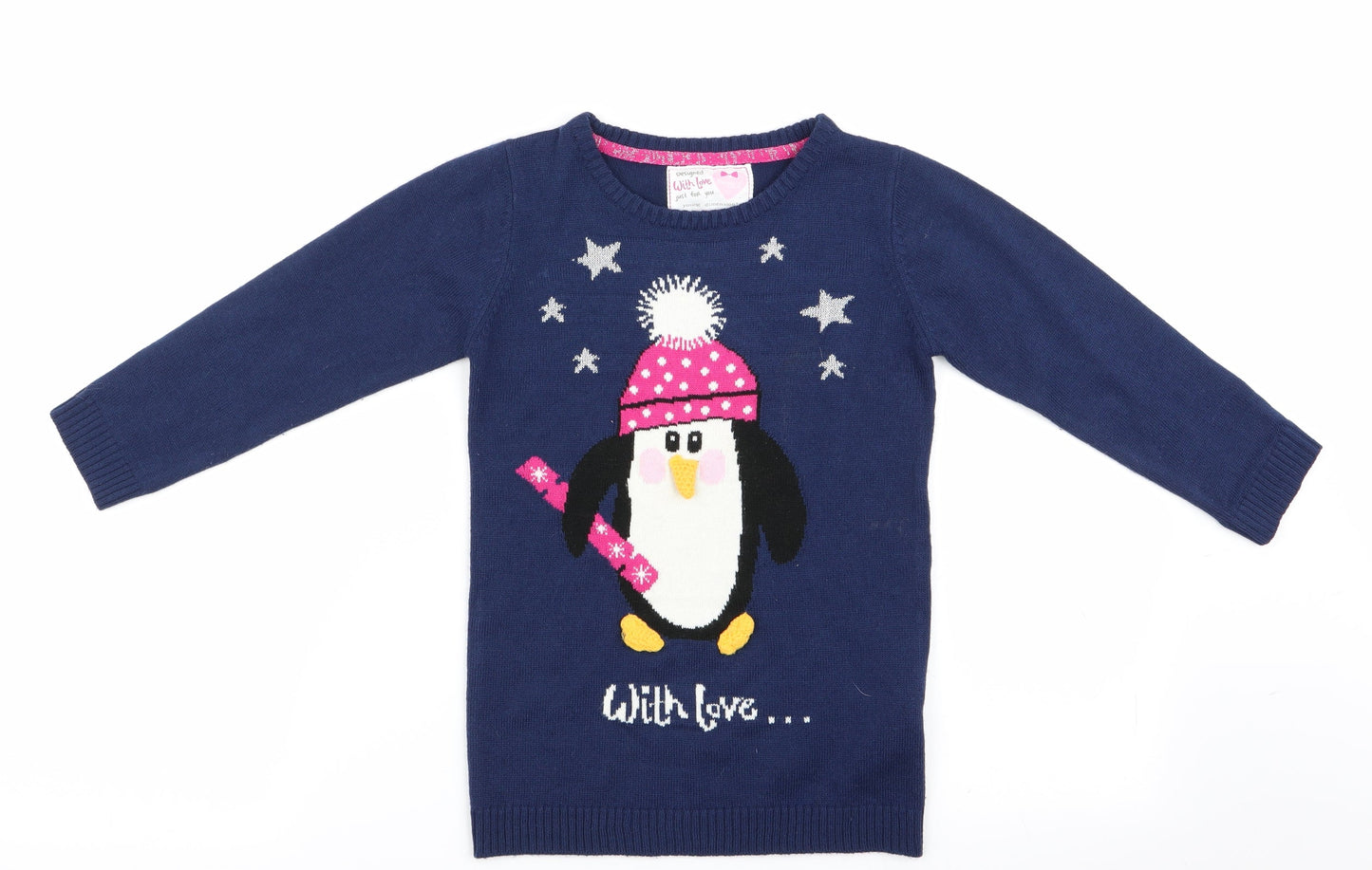Young Dimension Girls Black Animal Print  Pullover Jumper Size 5-6 Years