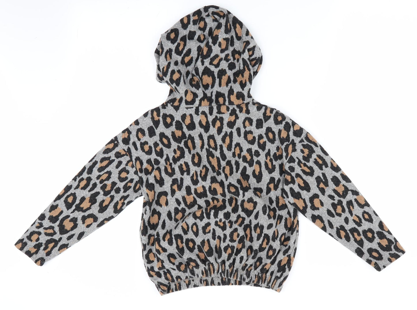 I Love Girls Wear Girls Grey Animal Print  Pullover Hoodie Size 8 Years