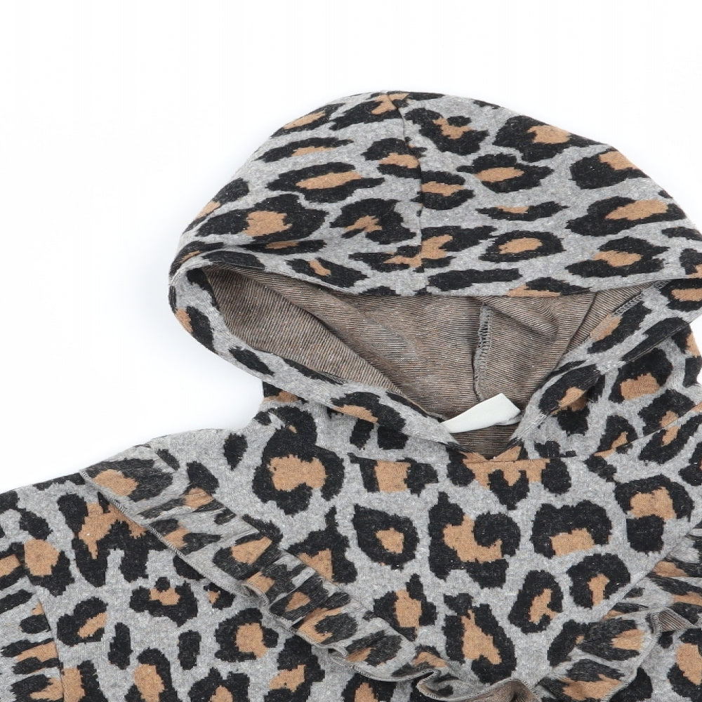 I Love Girls Wear Girls Grey Animal Print  Pullover Hoodie Size 8 Years