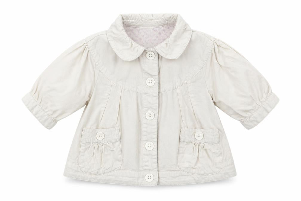 Front view of Next girls’ white overcoat coat, size 3-4, years