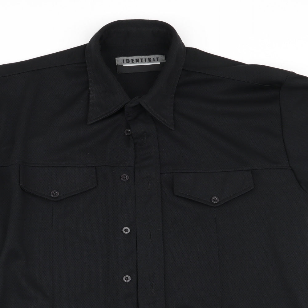 Identikit Mens Black    Button-Up