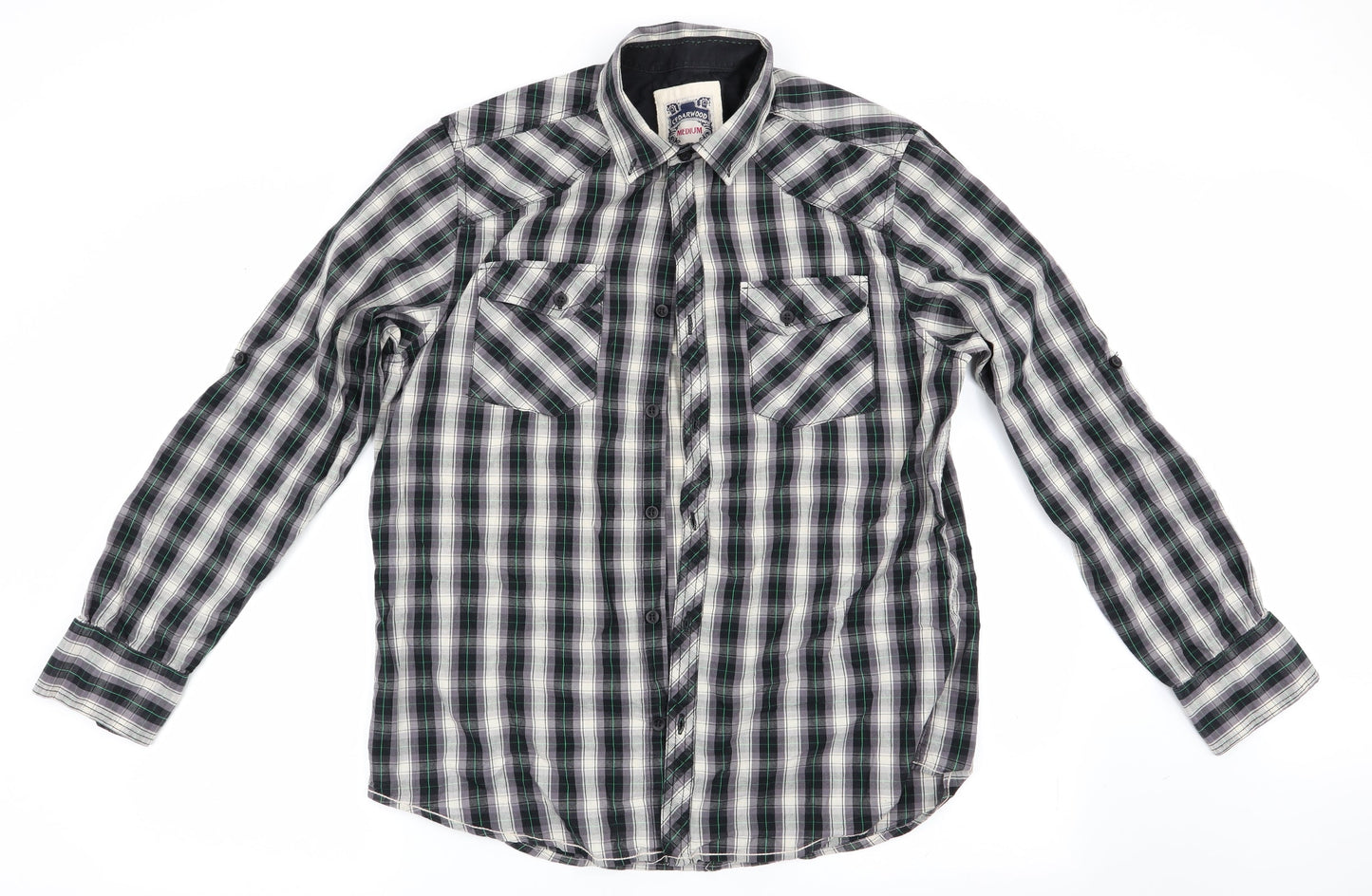 Cedar Wood State Mens Black Check   Button-Up Size M