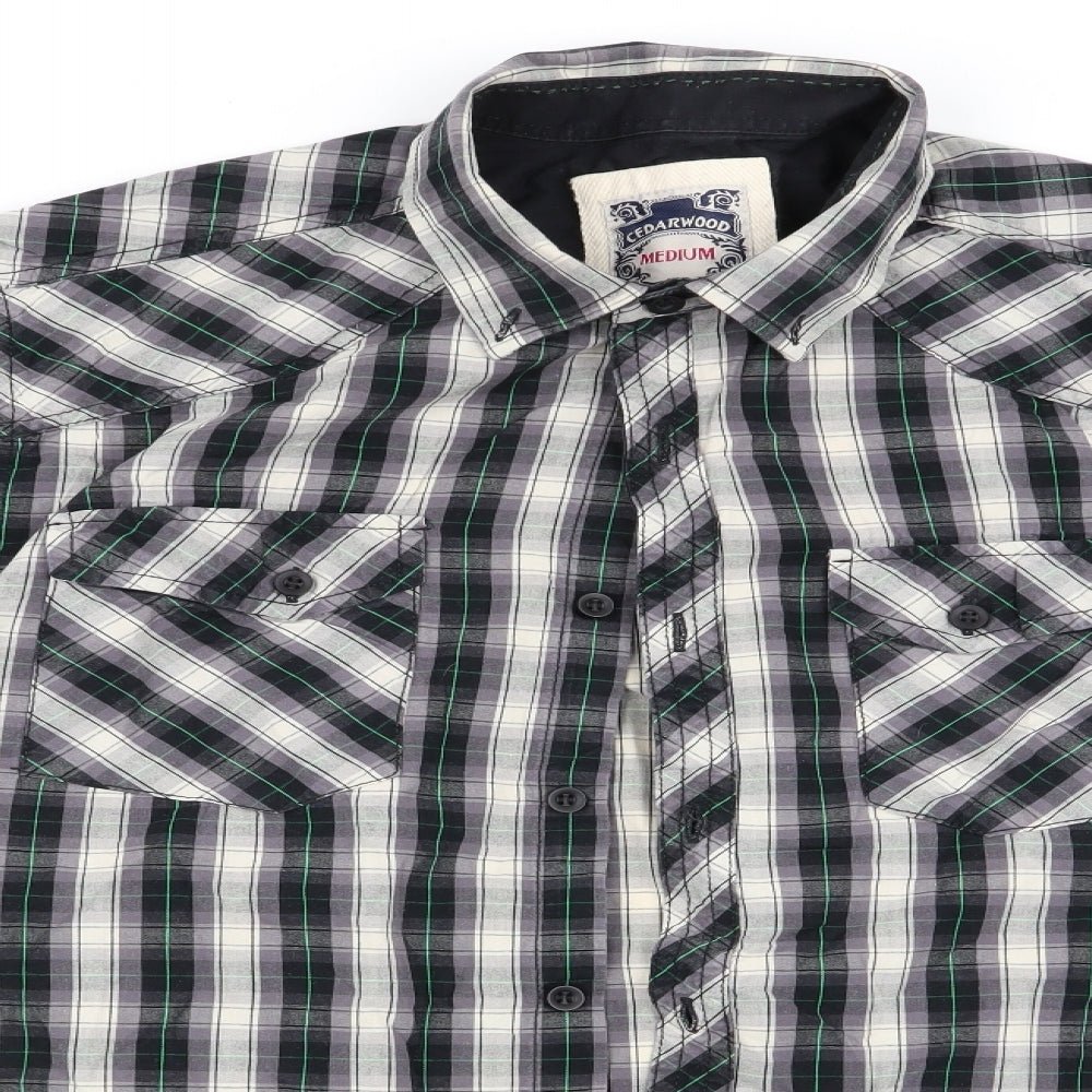 Cedar Wood State Mens Black Check   Button-Up Size M