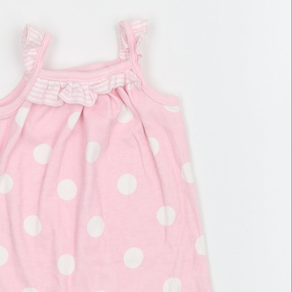 TU Girls Pink Polka Dot  Babygrow One-Piece Size 0-3 Months