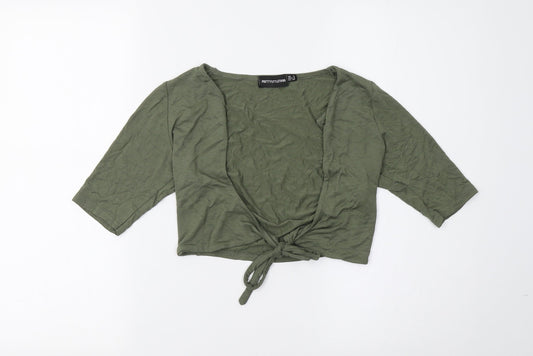 PRETTYLITTLETHING Womens Green   Cropped T-Shirt Size 8