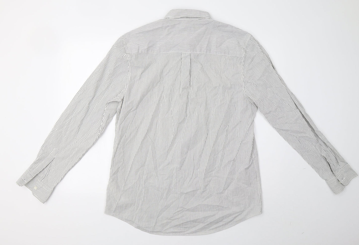 Topman Mens White Striped   Button-Up Size XL