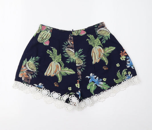 Love & Other Things Womens Blue Floral  Bermuda Shorts Size XS