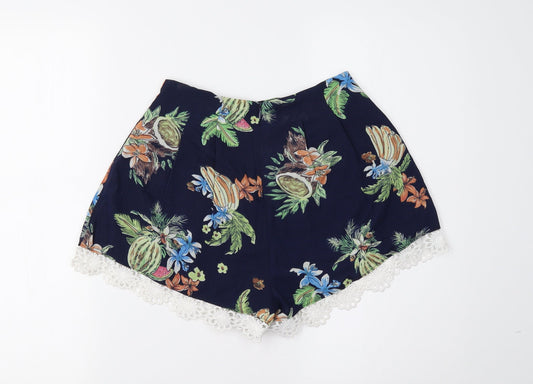 Love & Other Things Womens Blue Floral  Bermuda Shorts Size XS