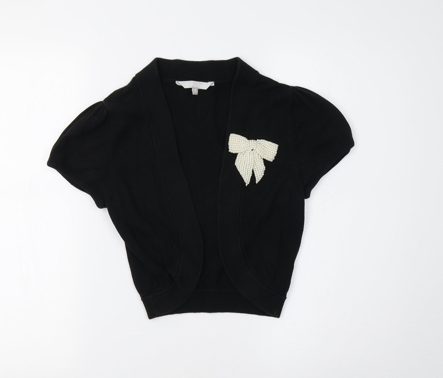 RedHe Girls Black   Shrug Jumper Size 15 Years  - Pearl Bow