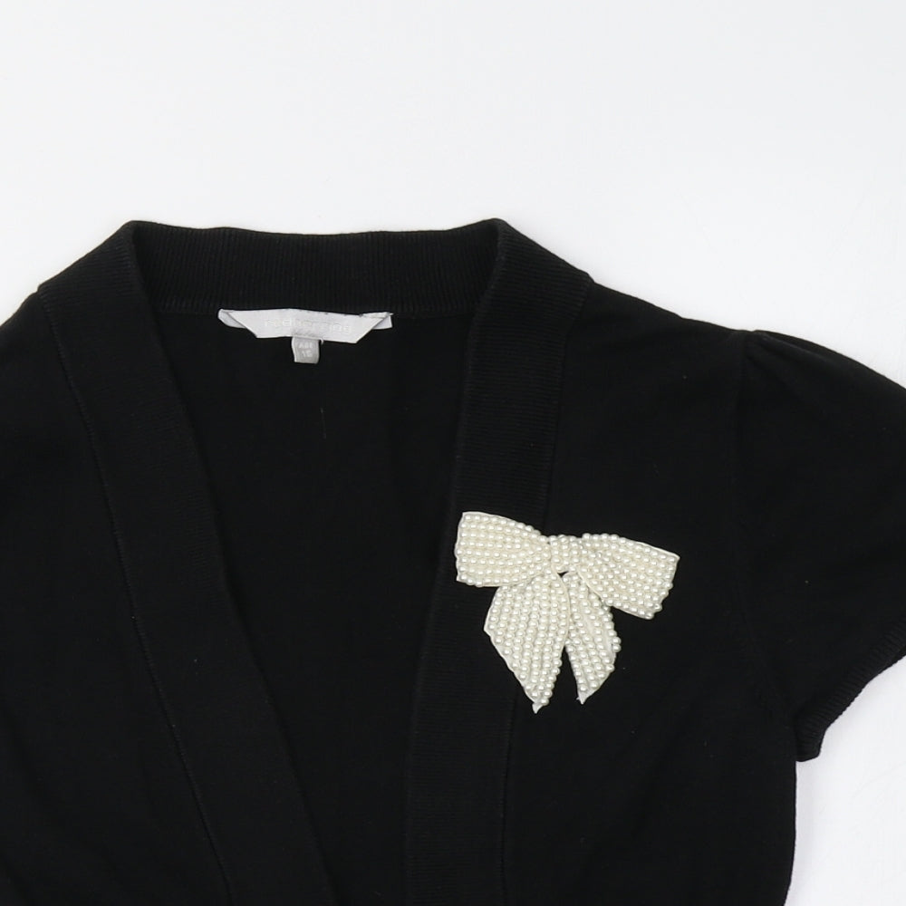 RedHe Girls Black   Shrug Jumper Size 15 Years  - Pearl Bow