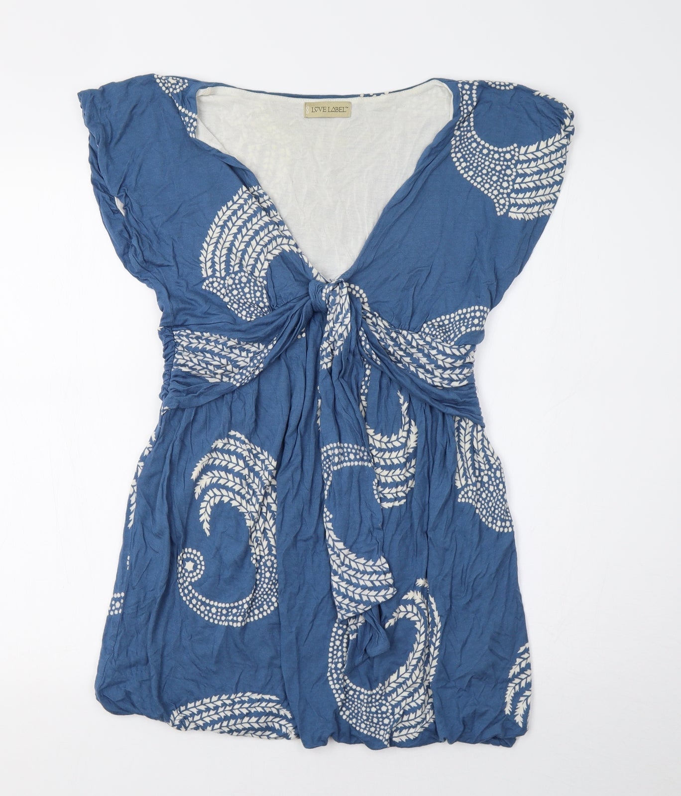 Love Label Womens Blue Paisley  Basic Blouse Size 12