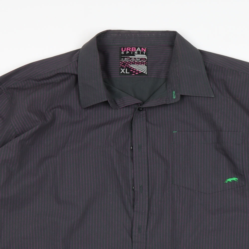 Urban Spirit Mens Grey Striped   Button-Up Size XL